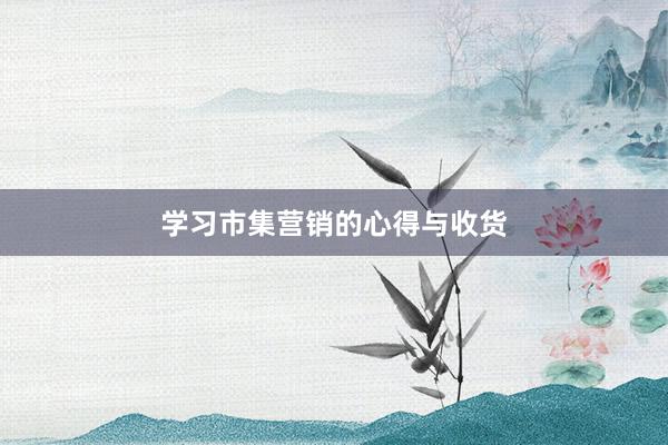 学习市集营销的心得与收货